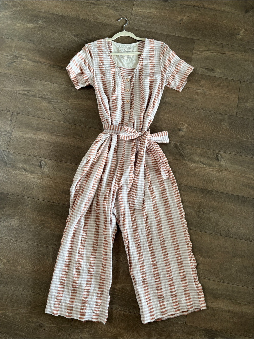 Ace & Jig Striped Short-Sleeve Jumpsuit in Chalk